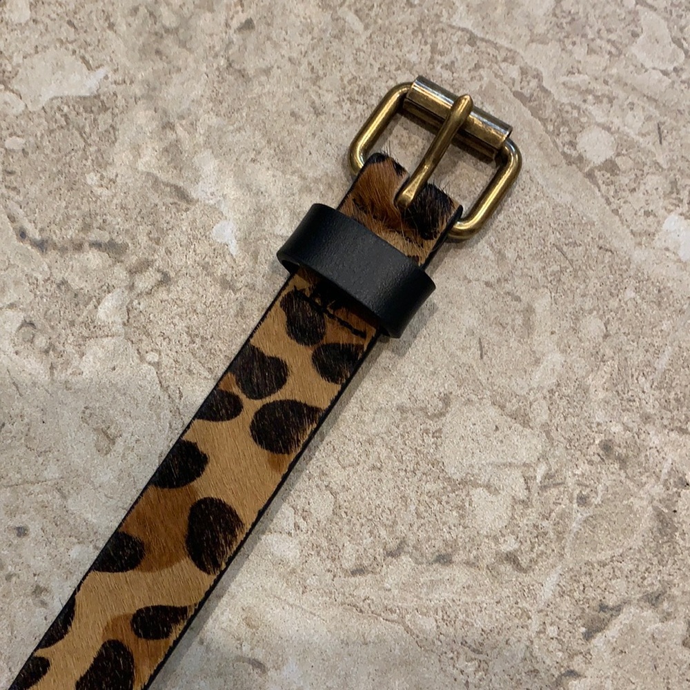 Calf hair cheetah print belt
